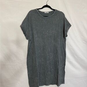 Acemi Charcoal Washed Cotton Tee Dress M Oversized Fit